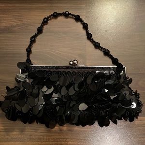 Black sequined dress purse